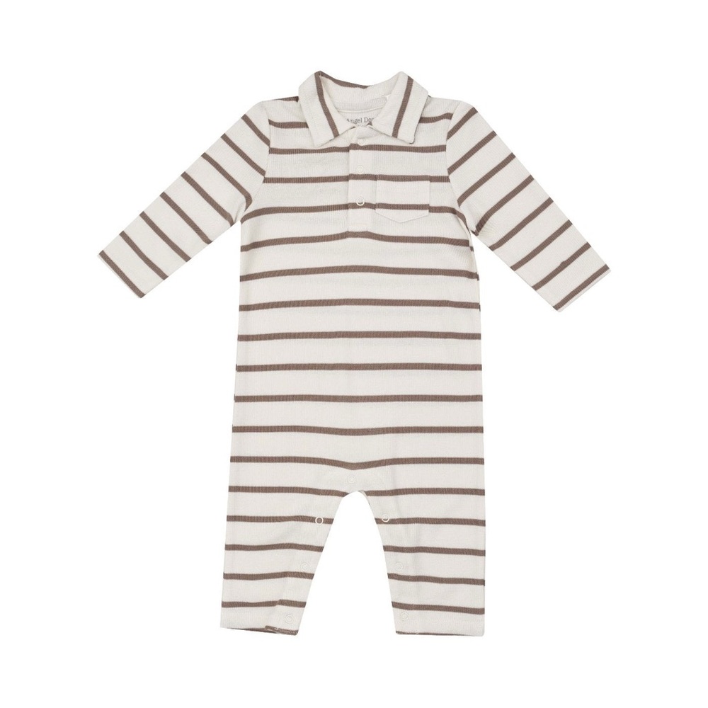 Brown ribbed stripe uni romper